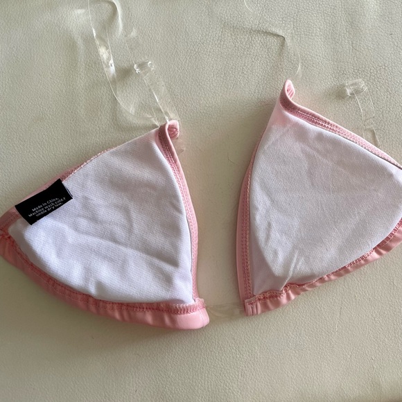LAKE SWIM Pink clear strap bikini shimmer triangle top - Picture 8 of 10